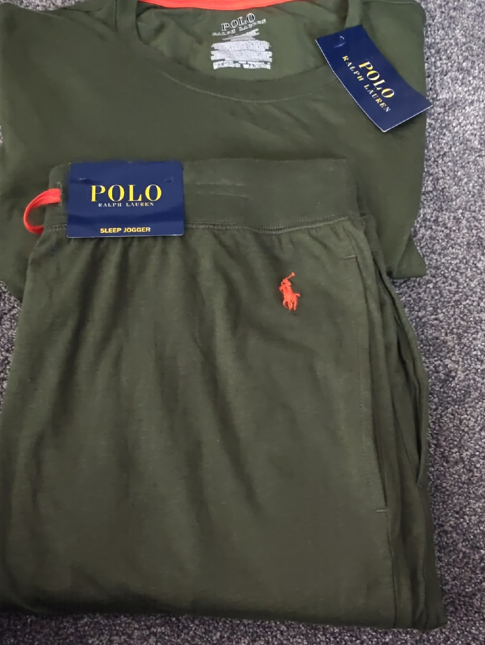 Polo by Ralph Lauren Olive Green Tee with Red Trim